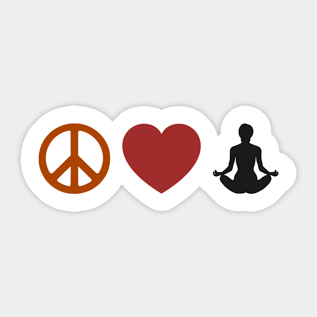 Peace Love Yoga 2 Sticker by Art by Awais Khan